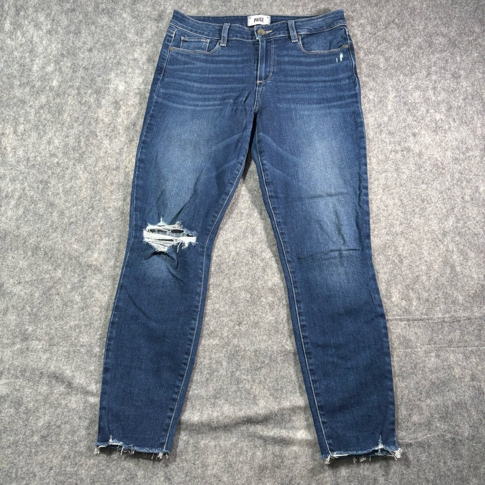 Paige Womens Medium Wash Distressed Verdugo Ankle Jeans Siz e30 - Picture 1 of 15